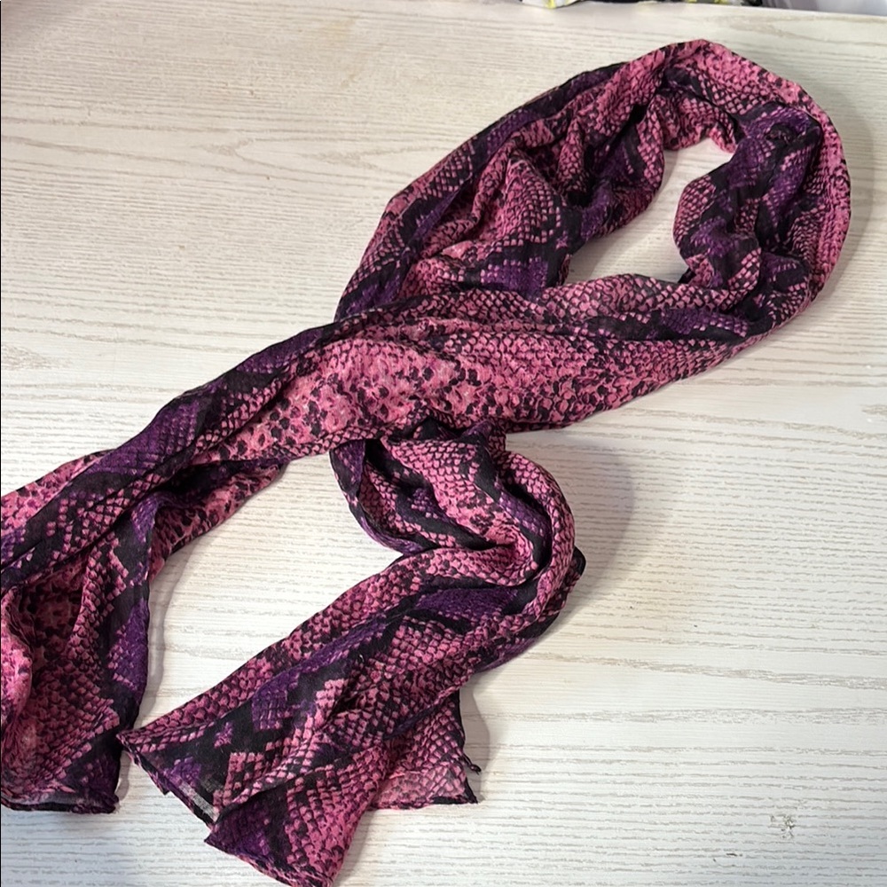Pink and Purple Snake Print Scarf - Picture 3 of 3